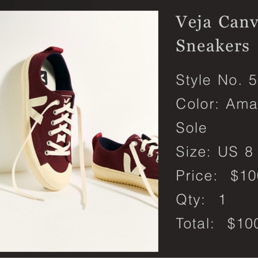Vejas Burgundy and Cream Canvas Sneakers